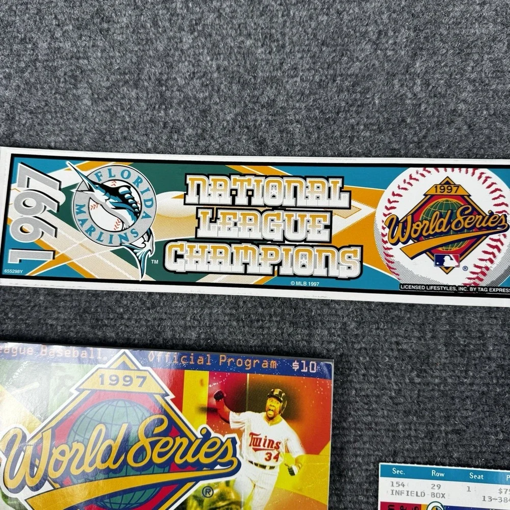 1997 World Series Game 1 Full Ticket Cleveland Indians vs Marlins + Magazine